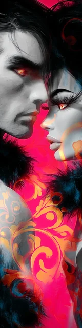 Free dark romance bookmark featuring a couple squaring off dramatically